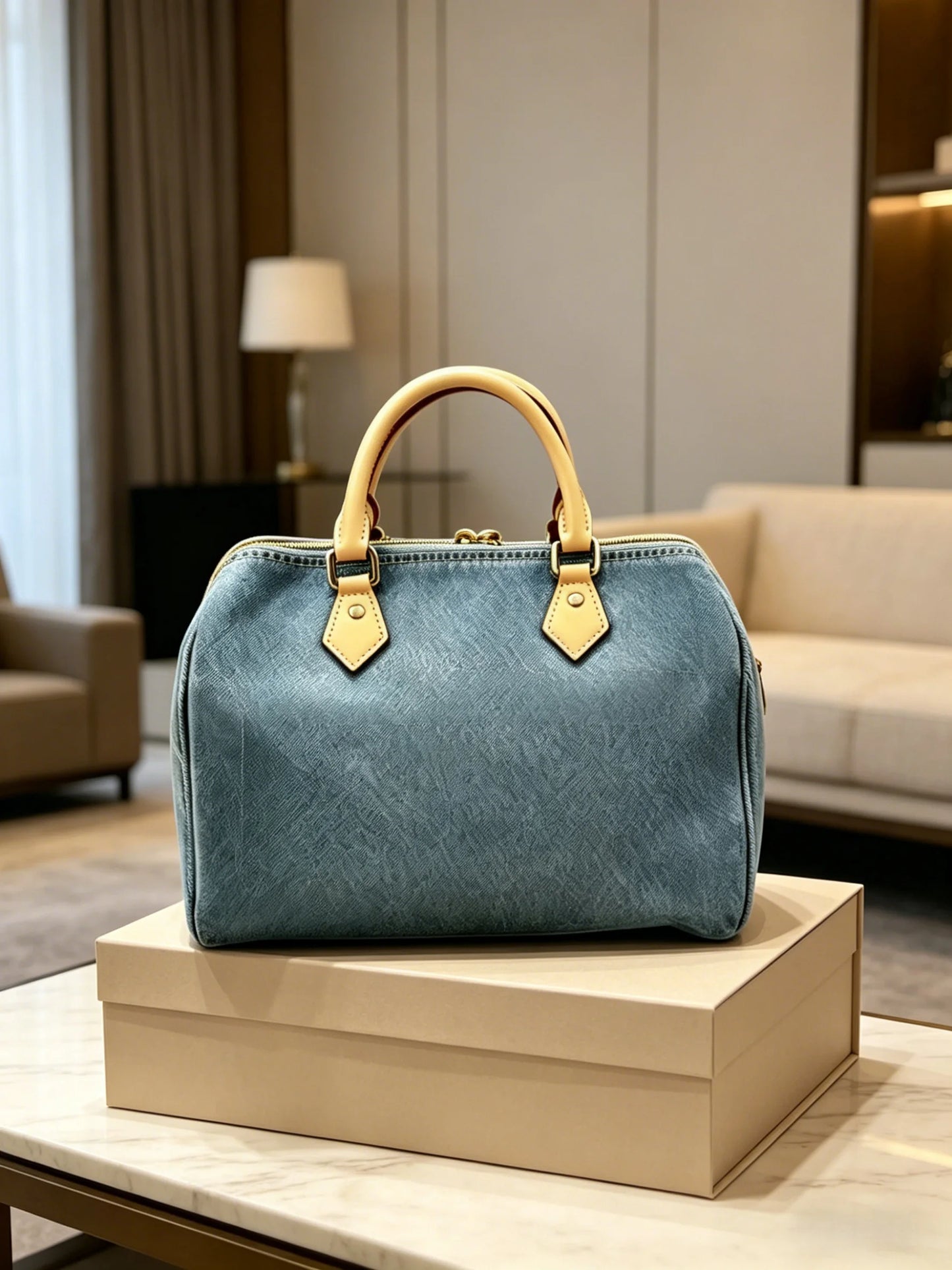 2026 New Women's Denim Blue Handbag Large Capacity Casual Versatile Handbag 30X21cm ZX8716