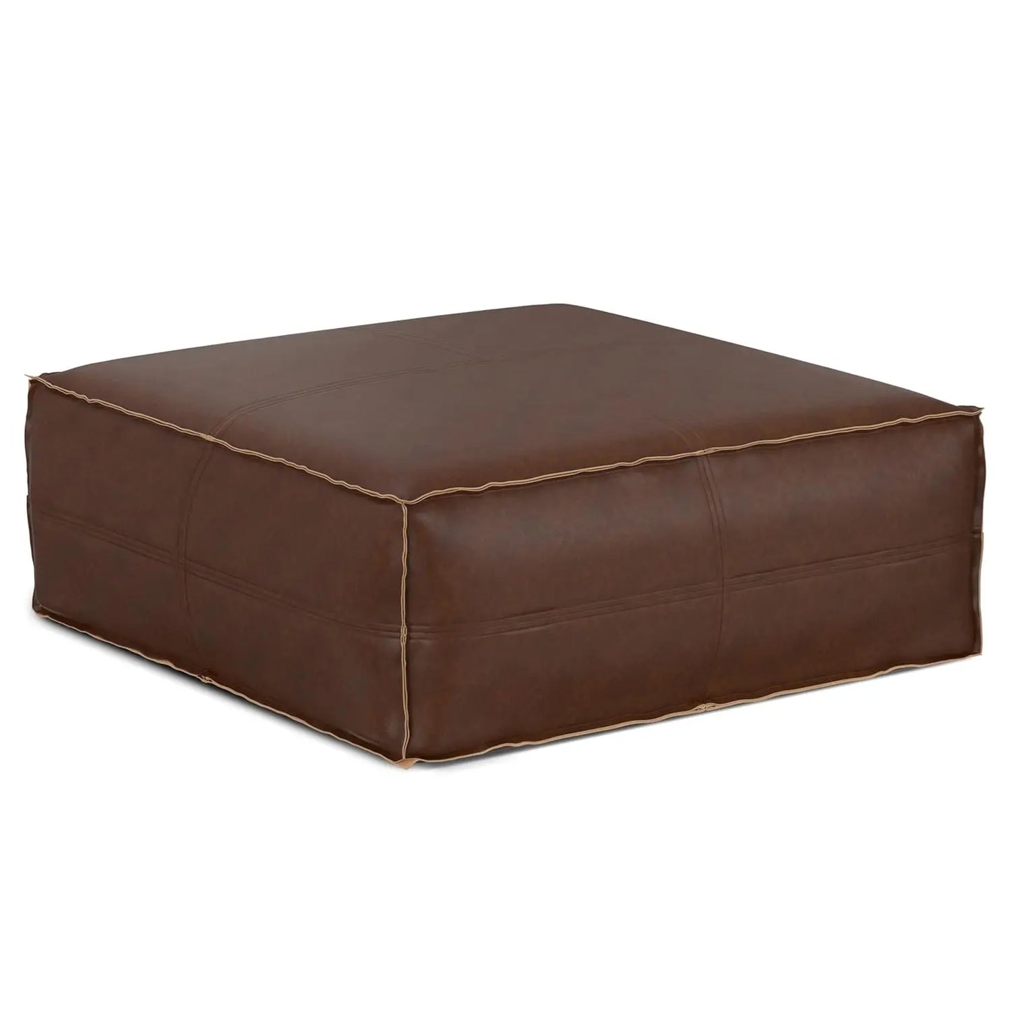 Extra Large Upholstered Vegan Leather Ottoman Pouf 36 inch Wide Square Footstool Coffee Table Living Room Seating, Customized