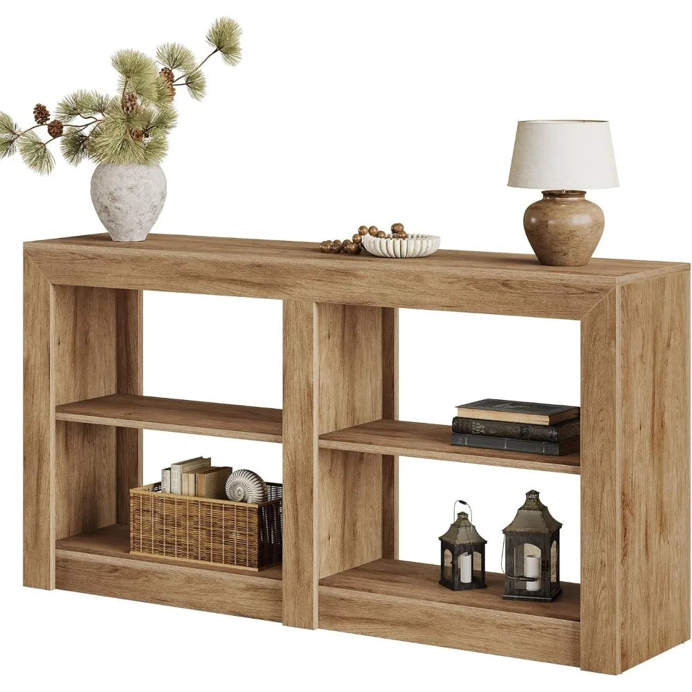 Farmhouse Console Table, Hallway Table for Entryway, Wood Console Behind Couch for Living Room, Hallway, Foyer, Oak