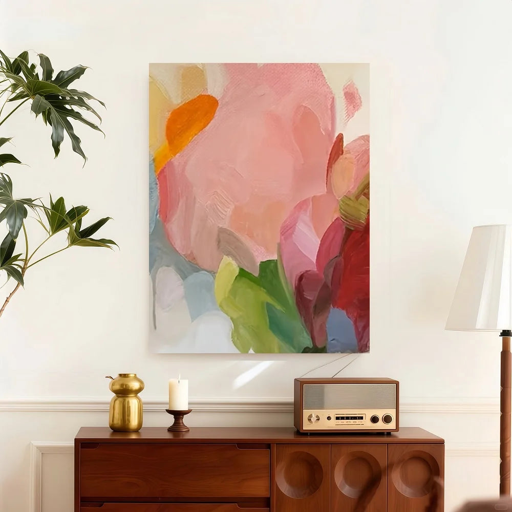 Framed Modern Abstract Flower Canvas Wall Art Print