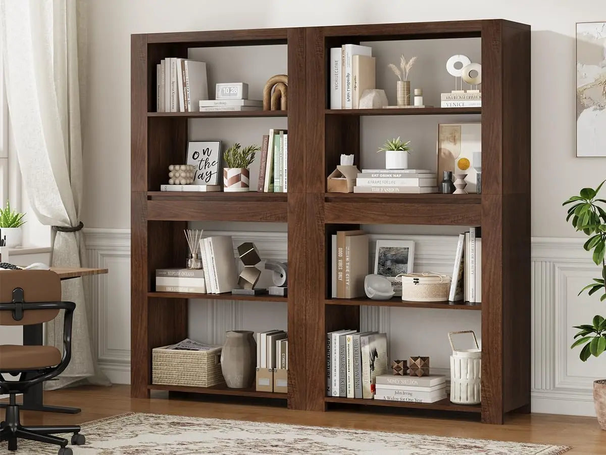Garvee 1PC Multifunction Wood Cabinet Bookcase with Drawer Simple Bookshelf Floor-To-Ceiling household Living Room Door Layered Storage for Home Furniture 