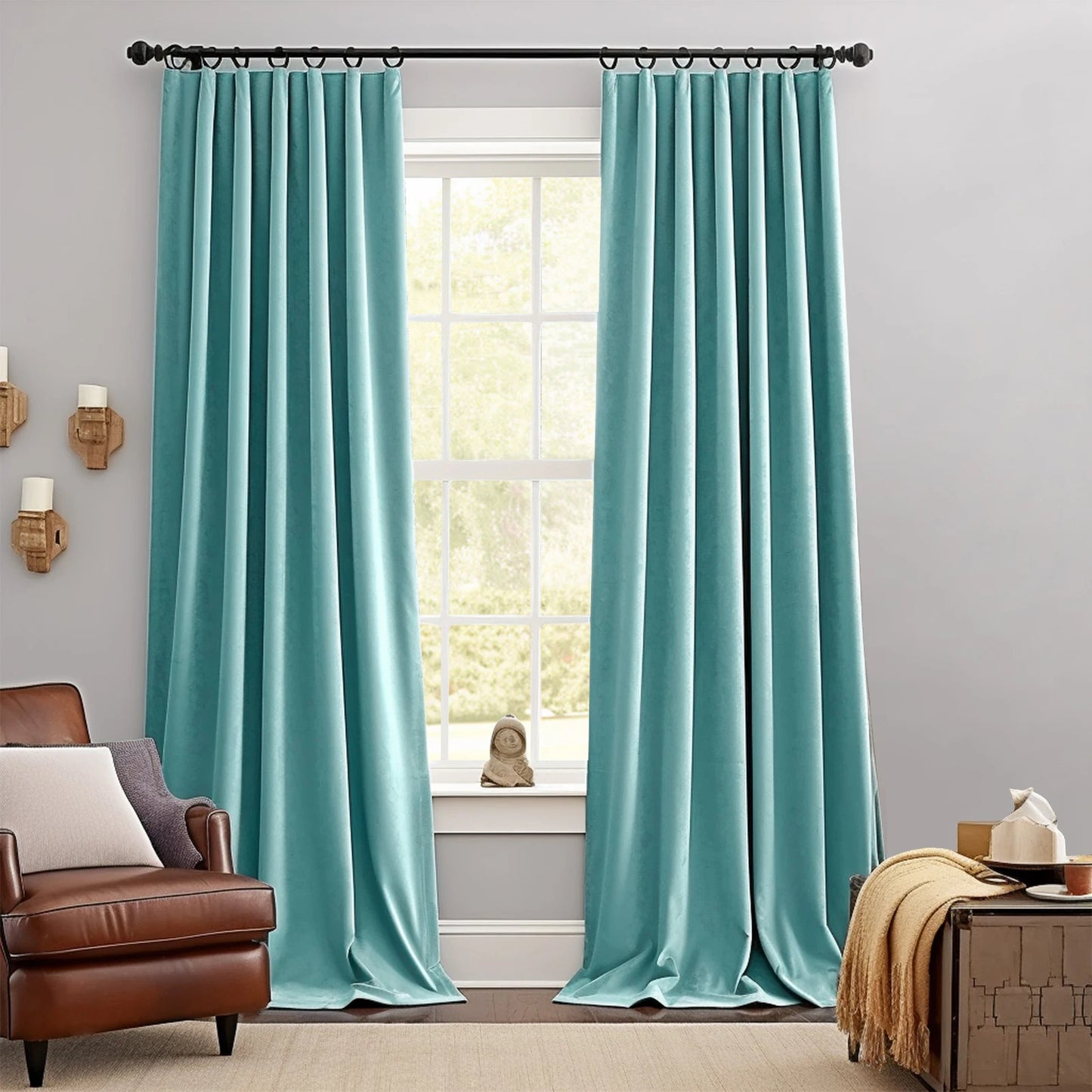 Jinchan Blackout Velvet Curtains Thermal Insulated