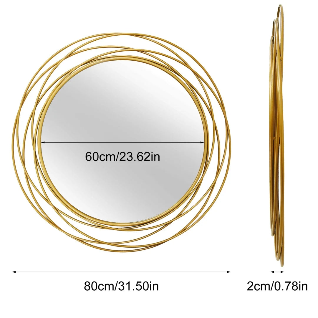 LUVODI Modern Round Wall Mirror With Decorative Iron Wire Frame