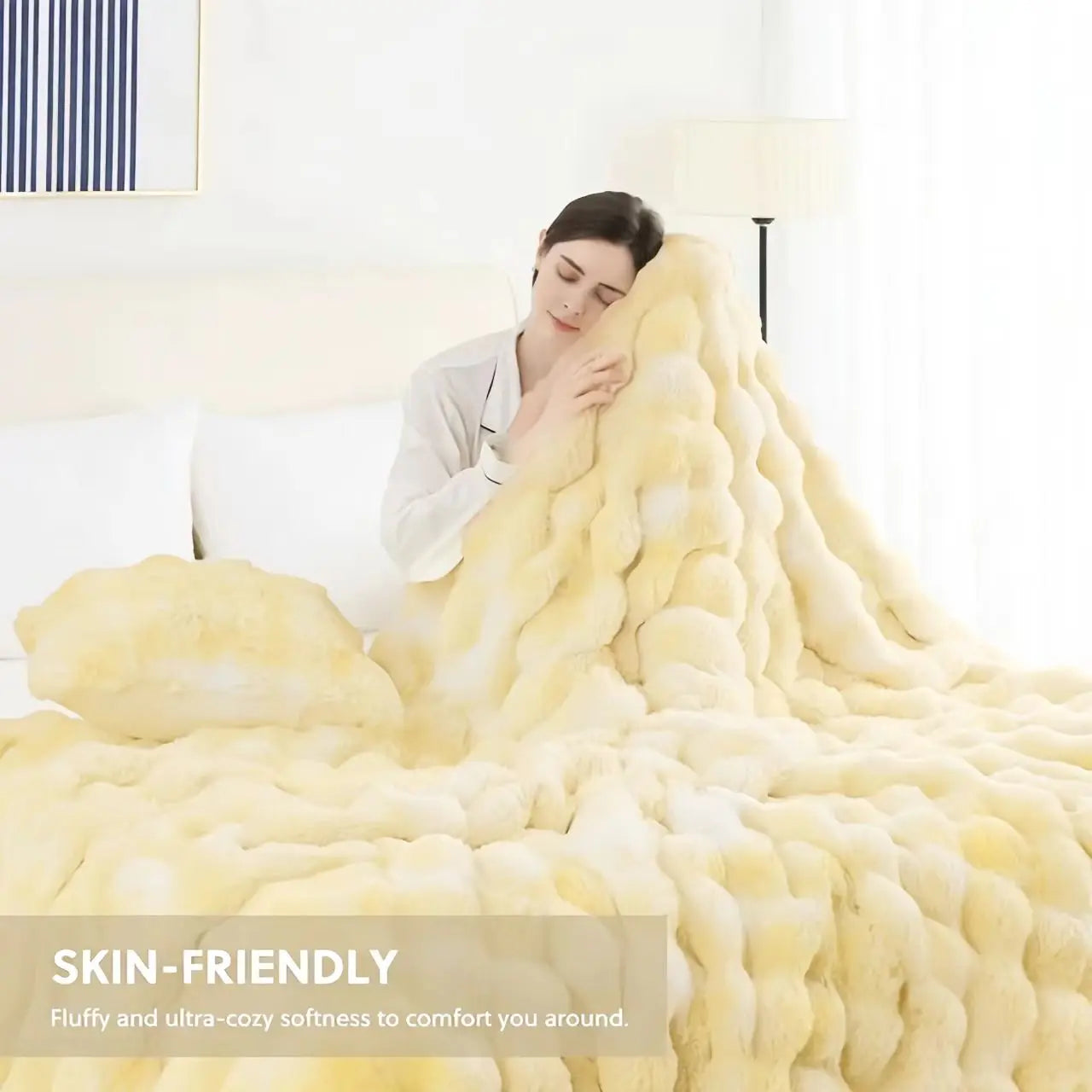 Soft Cozy Faux Fur Rabbit Blanket, Warm Thick for Bed Sofa Office, Elegant Home Decor, Perfect Gift, Durable and Versatile