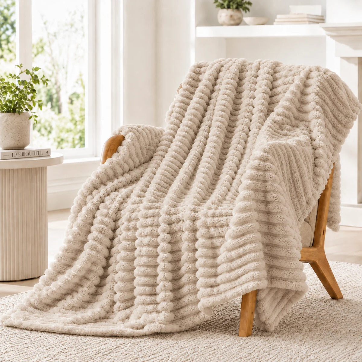Luxurious Super Soft Faux Rabbit Fur Blanket - Warm & Cozy Throw for Couch, Bed & Travel - Versatile All-Season Gift