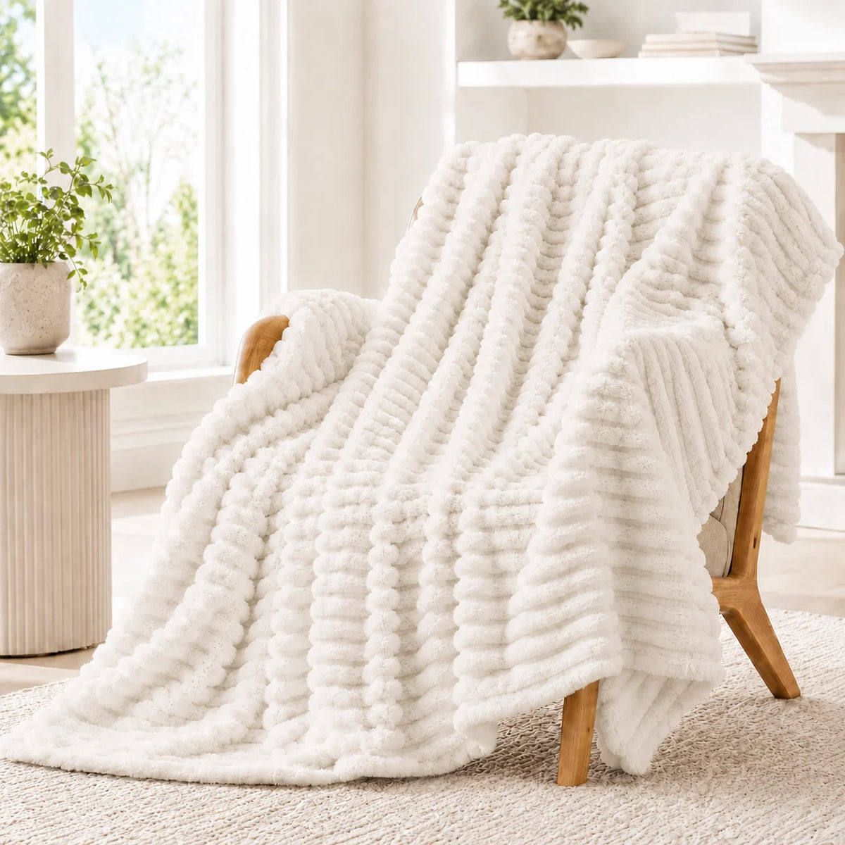 Luxurious Super Soft Faux Rabbit Fur Blanket - Warm & Cozy Throw for Couch, Bed & Travel - Versatile All-Season Gift