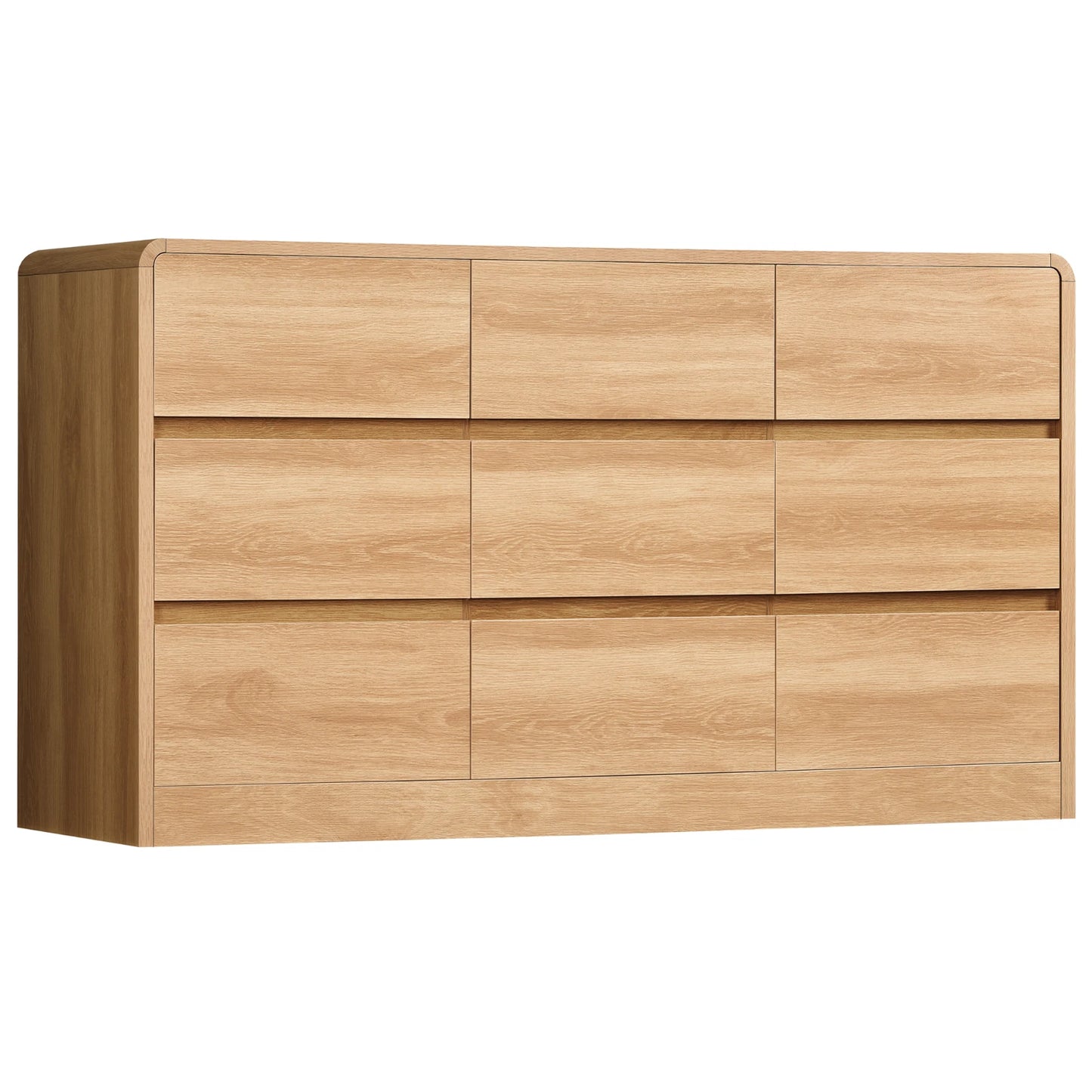 9 Drawer Dresser for Bedroom, 63" Wide Dressers & Chest of Drawers with Curved Profile Design, Wood Closet Storage Dressers Orga