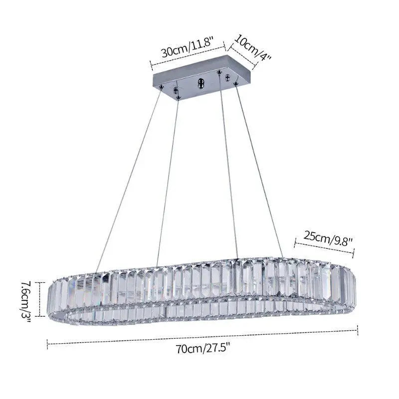 GreeLustr Indoor K9 Crystal Oval Ring Pendant Lamp Living Room