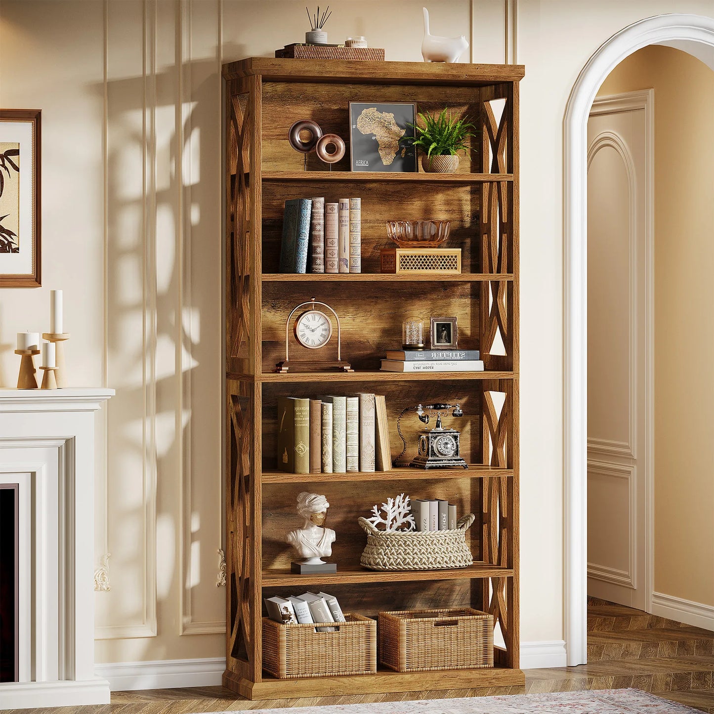 Tribesigns 6-Tier Bookshelf, 71 Inches Tall Freestanding Bookcase, Large Industrial Bookshelves Display Shelves