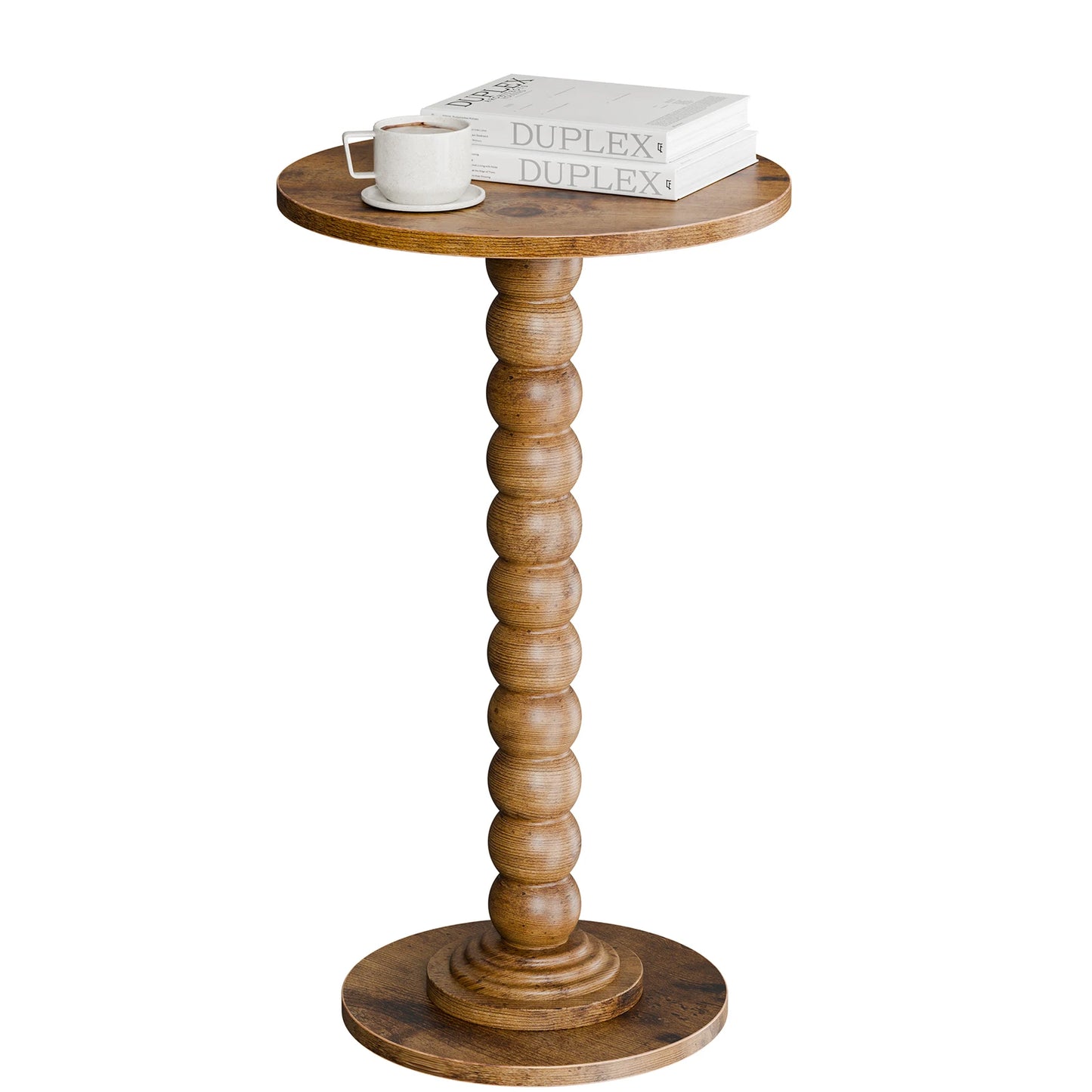 JHK 12IN Round Side Table Coffee Tables For Living Room End Table with Solid Wood Leg Storage Shelf for Home Small Spaces
