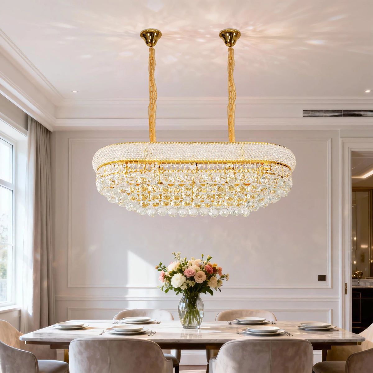 Vrygle 10 Light Rectangular Crystal Chandelier Ceiling Light
