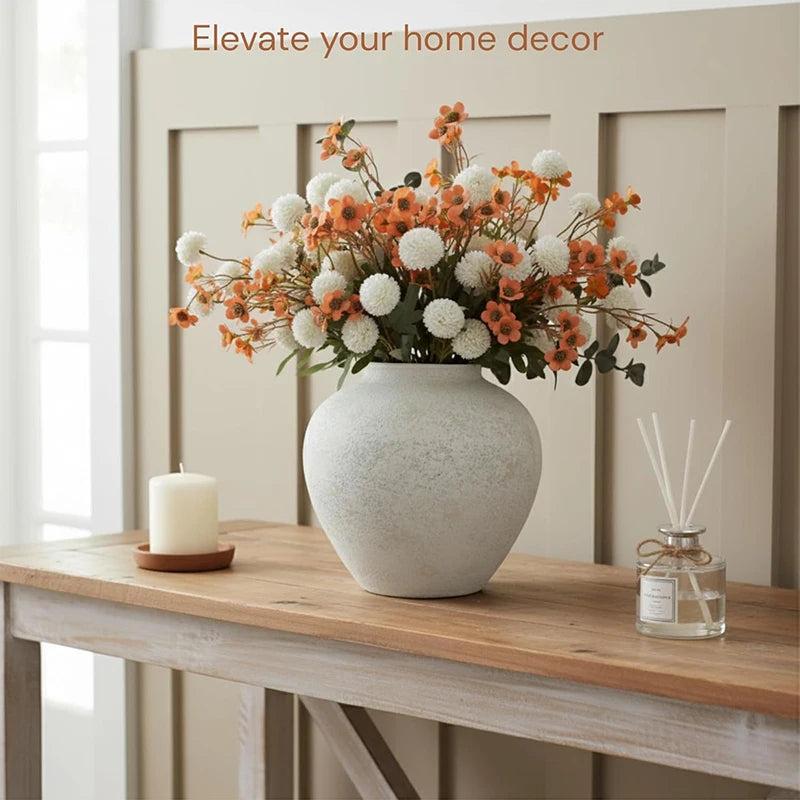 Large Round Iron Vase for Dried Flowers Wedding Gift Modern Farmhouse Decor for Home Living Room Console Table Decor