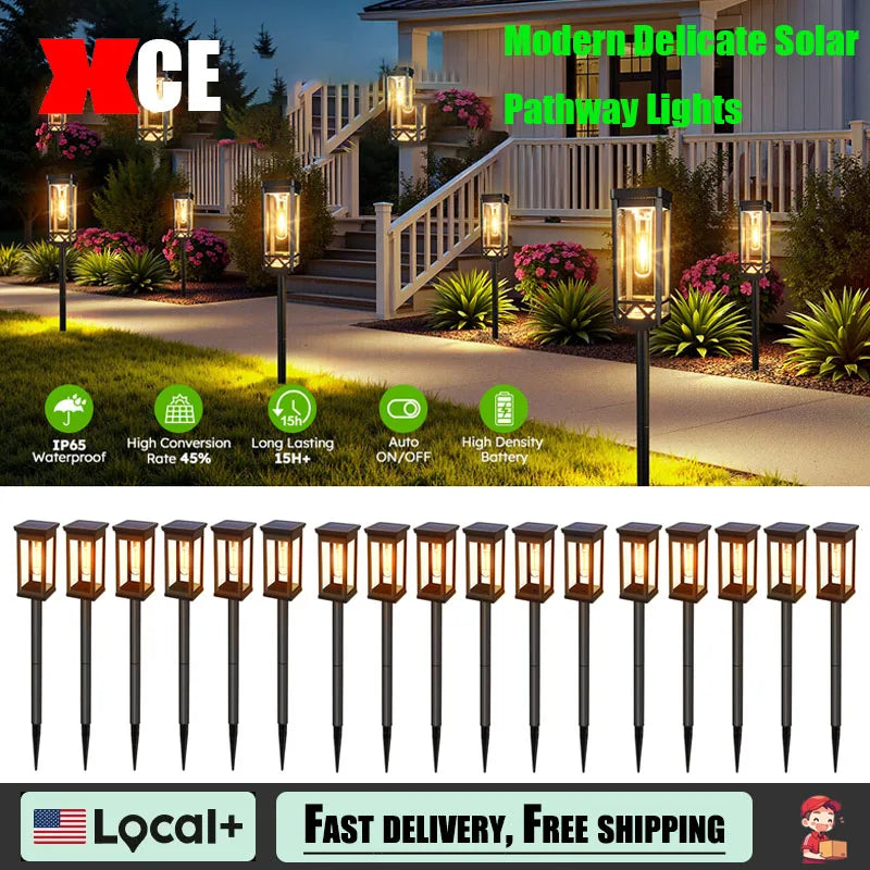 FAMCDC Solar Pathway Lights Auto On Off Waterproof Landscape Lighting