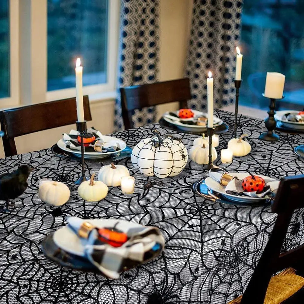 Halloween Lace Tablecloth Spider Web Fireplace Scarf For Party Decor