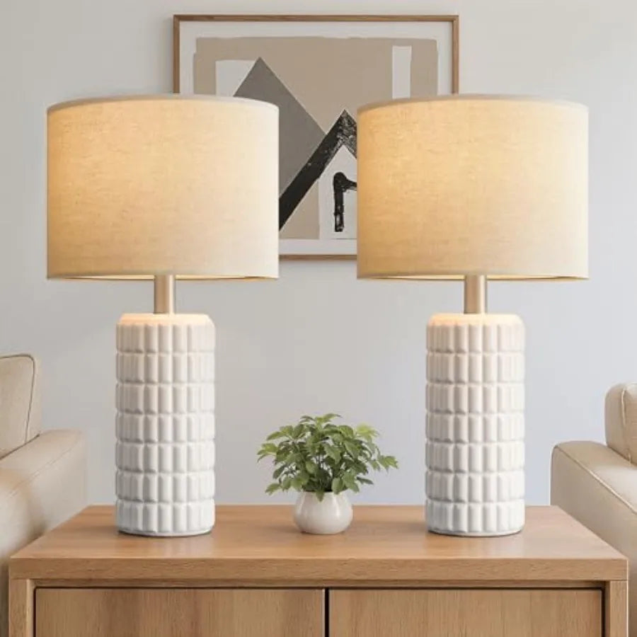 Modern Ceramic Table Lamps Set of Two for Bedroom Decor