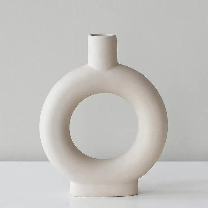 Circular Minimalist Ceramic Vase Handmade Home Decor