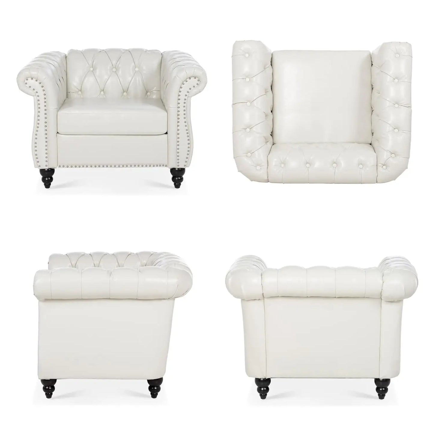 Accent Sofa Chair for Living Room, Modern PU Leather Upholstered Armchair, Oversized Comfy Single Sofa Chair, Customized