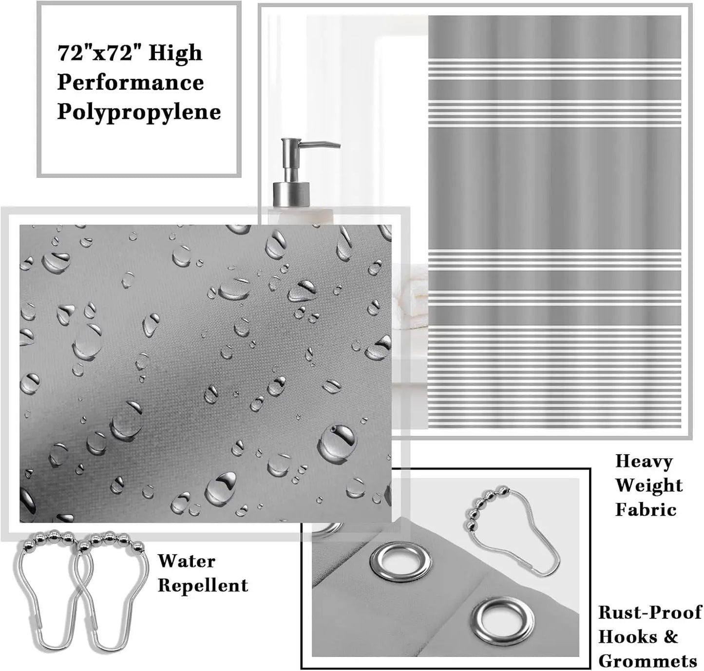 19-Piece Bathroom Accessory Set With Waterproof Shower Curtain