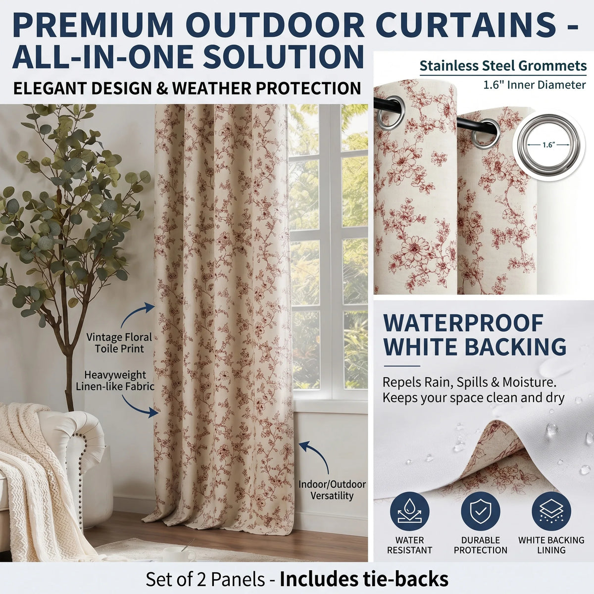 Blackout Window Curtains With Thermal Insulation And Grommet Top