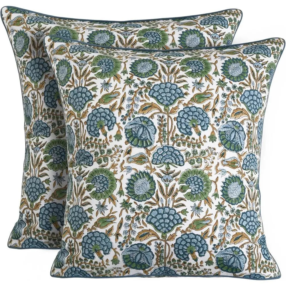 Block Print Pillow Cover Cotton Rustic Style Pack Of 2