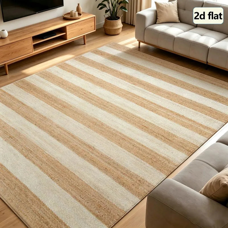 Classic Striped Machine Washable Indoor Area Rug for Home