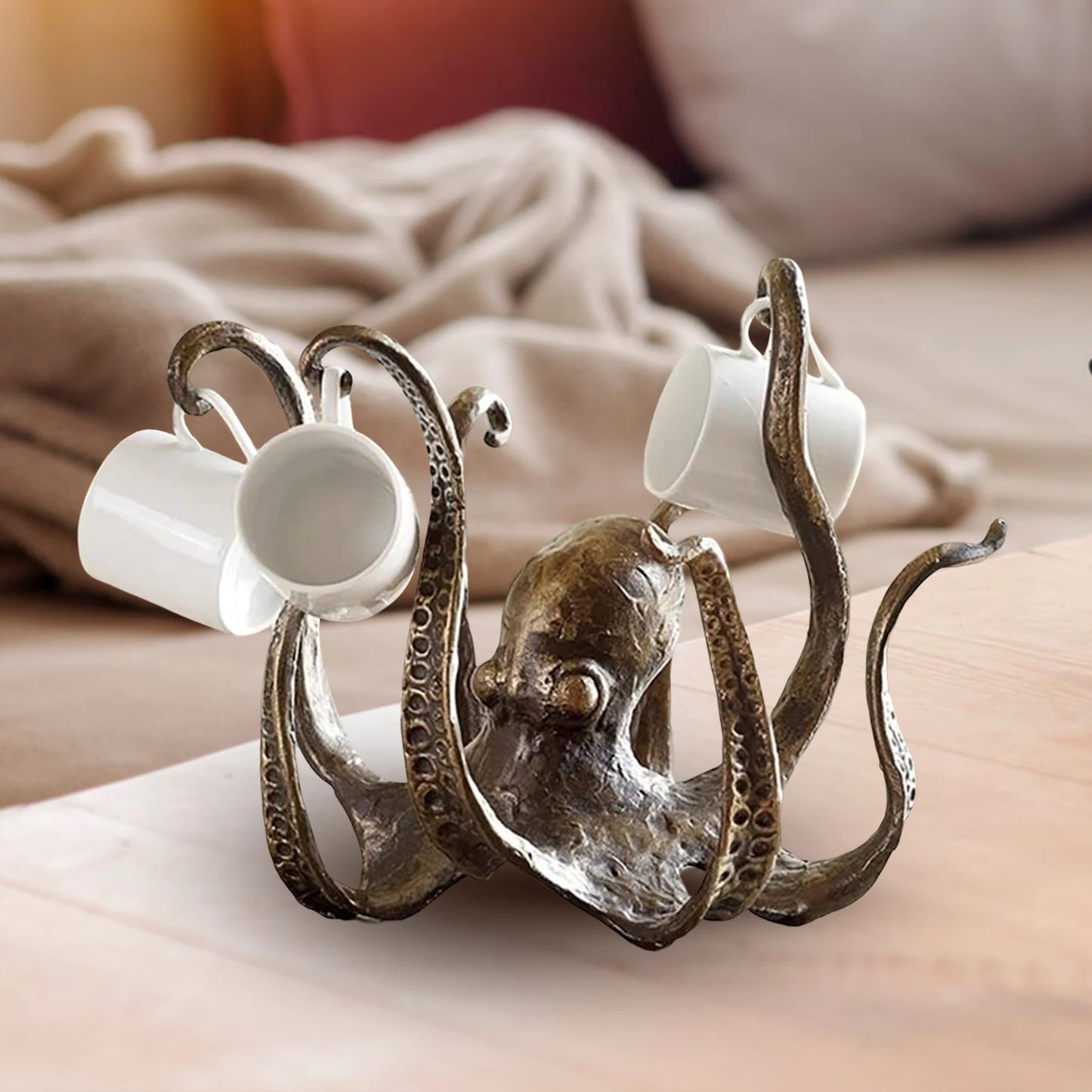 Octopus Cup Holder Resin Rack for Kitchen and Bathroom Decor