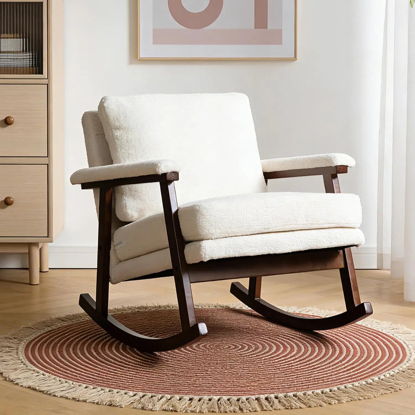 Accent Chair, Comfy Cozy Modern Mid-Century Accent Chairs, Linen Upholstered Lounge Arm Chair with Solid Wood, Customized