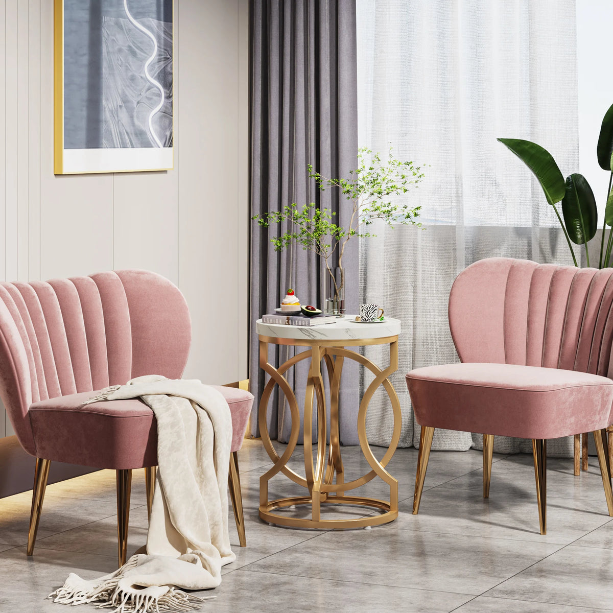 Tribesigns Modern Round End Table Features Thick Wood Top