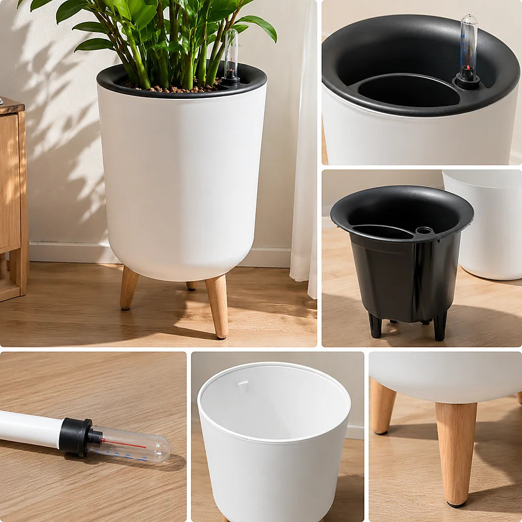 Modern Self Watering Raised Planter With Water Level Indicator