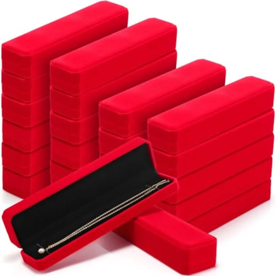 24 Pcs Velvet Bracelet Box Bulk Mother's Day Jewelry Chain Necklace Box Bracelet Storage Case Long Jewelry Case for Wedding Dis