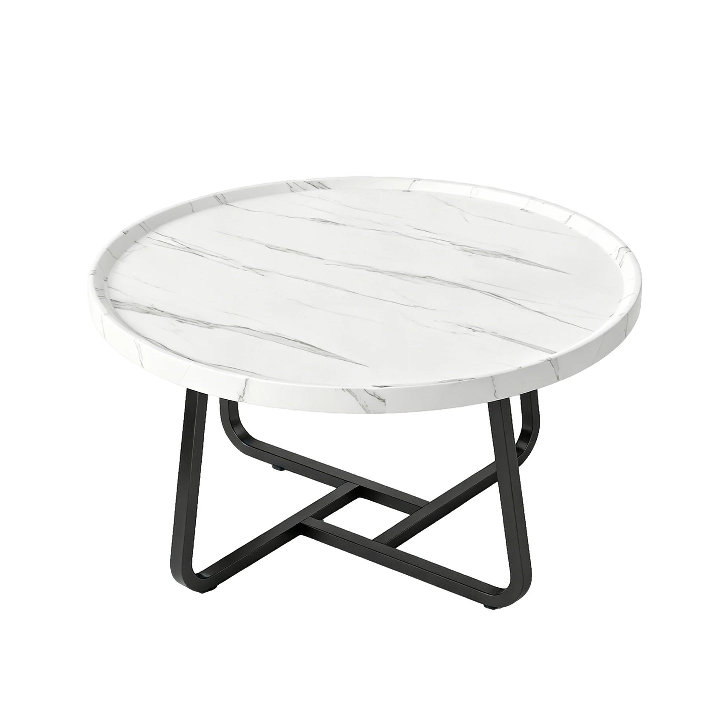 19.7in Minimalist Round Side Table, Small Coffee Tea End Table With Metal Frame For Living Room Bedroom Decor