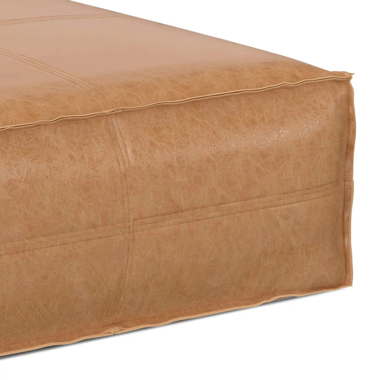 Extra Large Upholstered Vegan Leather Ottoman Pouf 36 inch Wide Square Footstool Coffee Table Living Room Seating, Customized