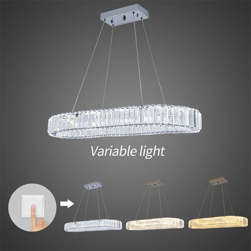 GreeLustr Indoor K9 Crystal Oval Ring Pendant Lamp Living Room