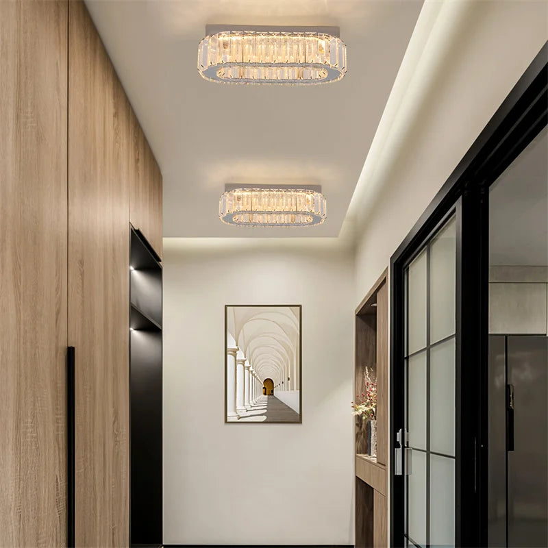GreeLustr Indoor K9 Crystal Oval Ring Pendant Lamp Living Room