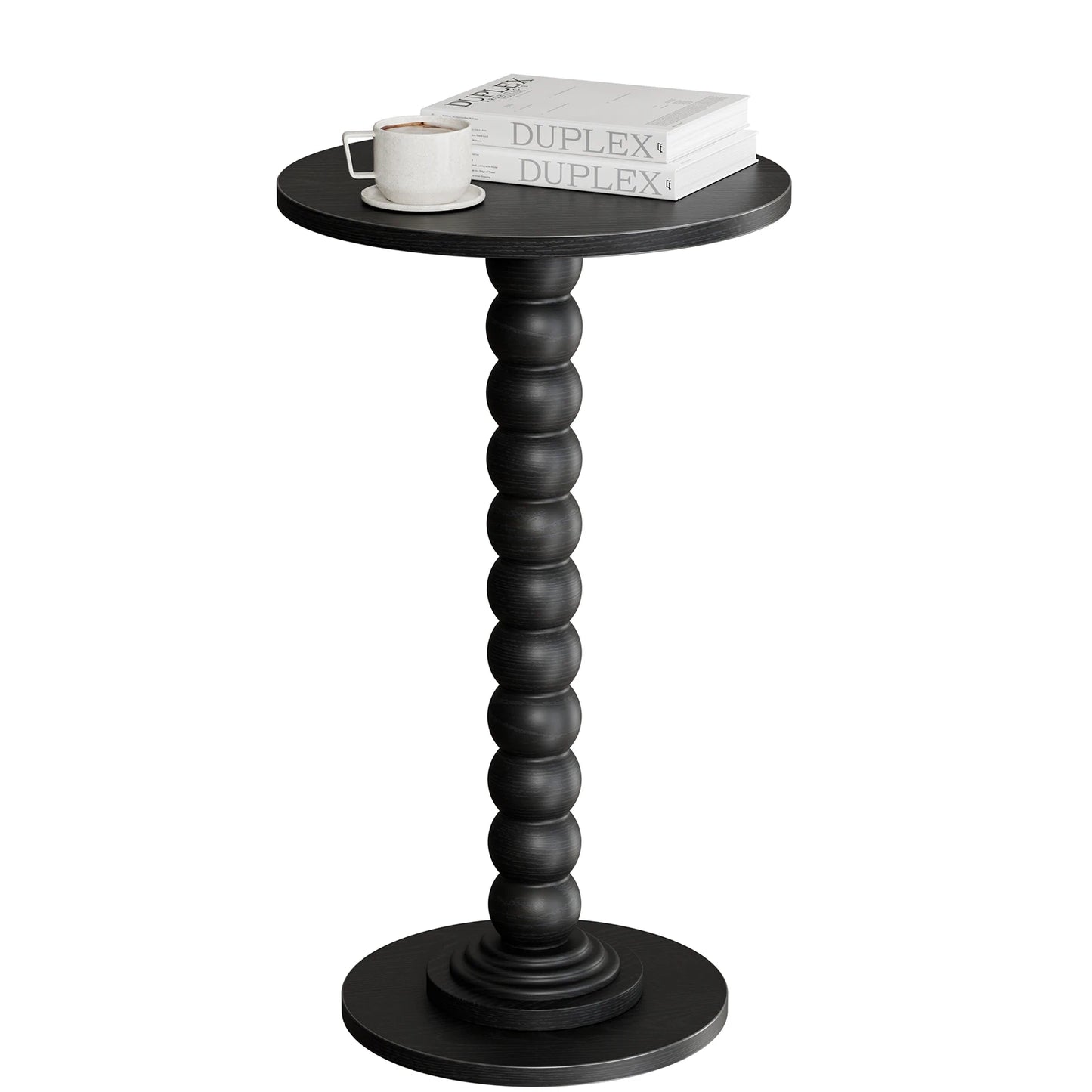 JHK 12IN Round Side Table Coffee Tables For Living Room End Table with Solid Wood Leg Storage Shelf for Home Small Spaces