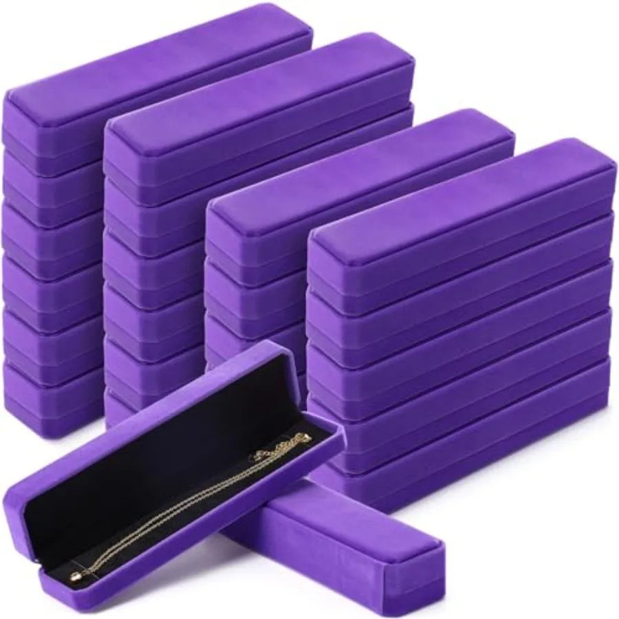 24 Pcs Velvet Bracelet Box Bulk Mother's Day Jewelry Chain Necklace Box Bracelet Storage Case Long Jewelry Case for Wedding Dis