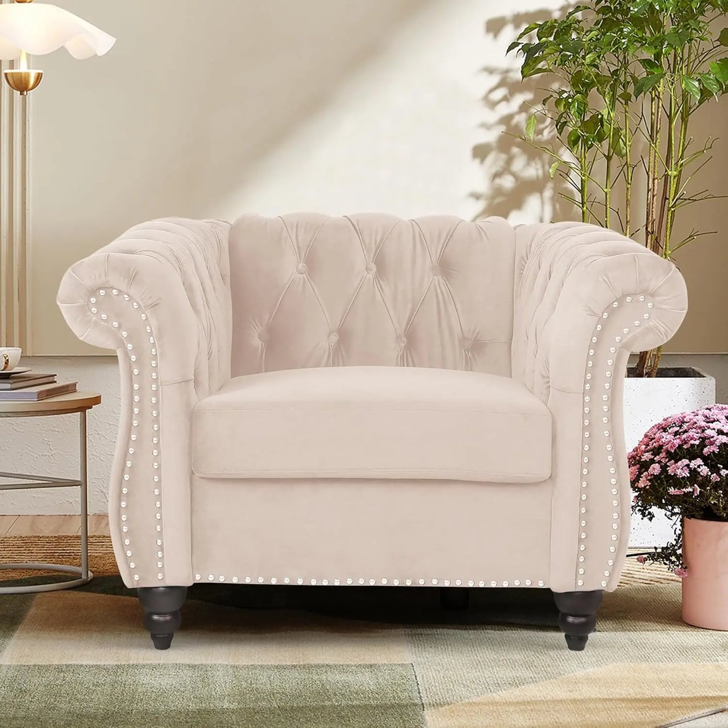 Accent Sofa Chair for Living Room, Modern PU Leather Upholstered Armchair, Oversized Comfy Single Sofa Chair, Customized