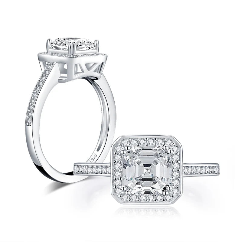 OXTAO Luxury Women Ring Real 925 Sterling Silver Zircon Engagement Ring Wedding Band Jewelry For Bridal Valentine's Day Gift