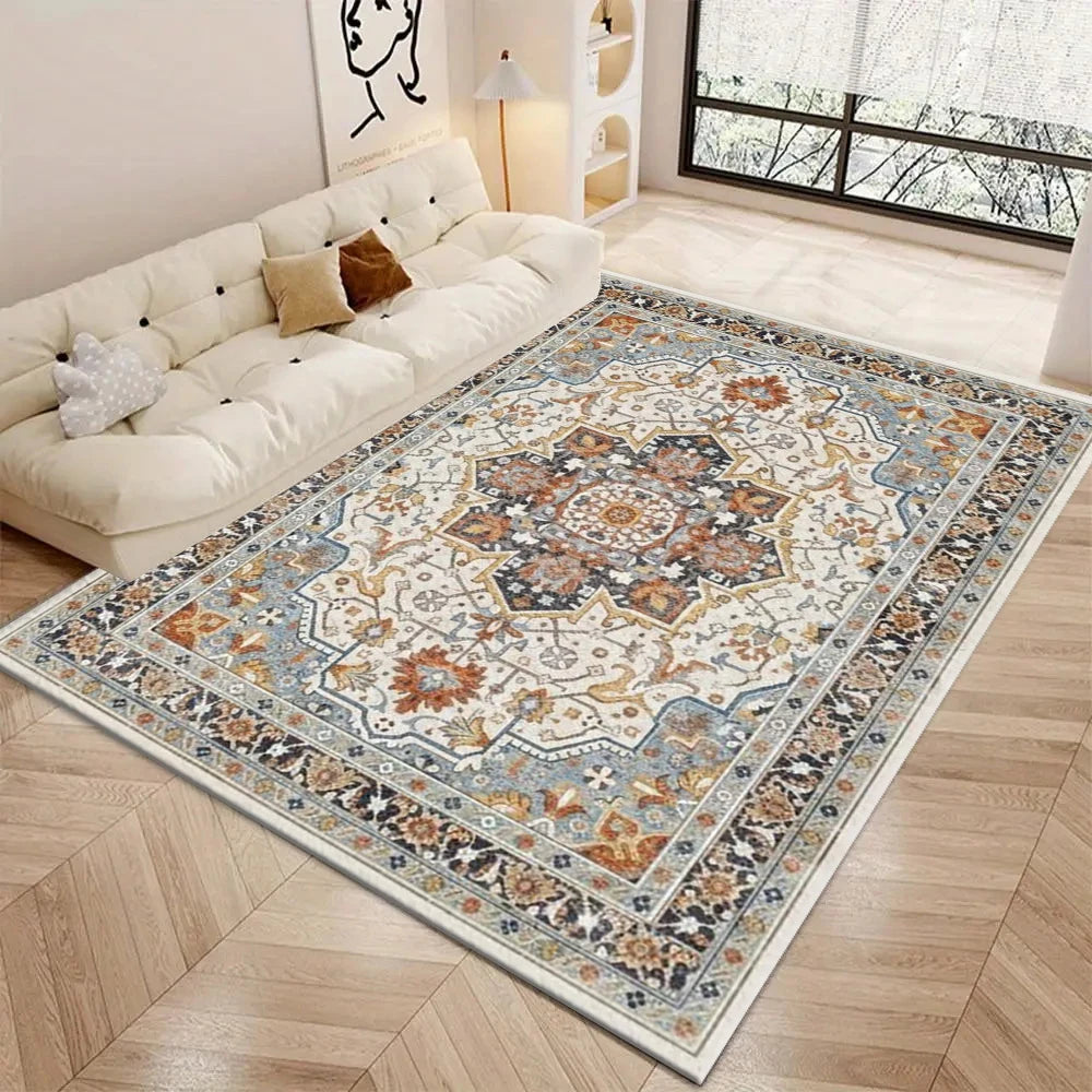 Traditional Oriental Medallion Area Rug Retro Floral Pattern Floor Carpet for Living Room Bedroom Study Room Home Decor