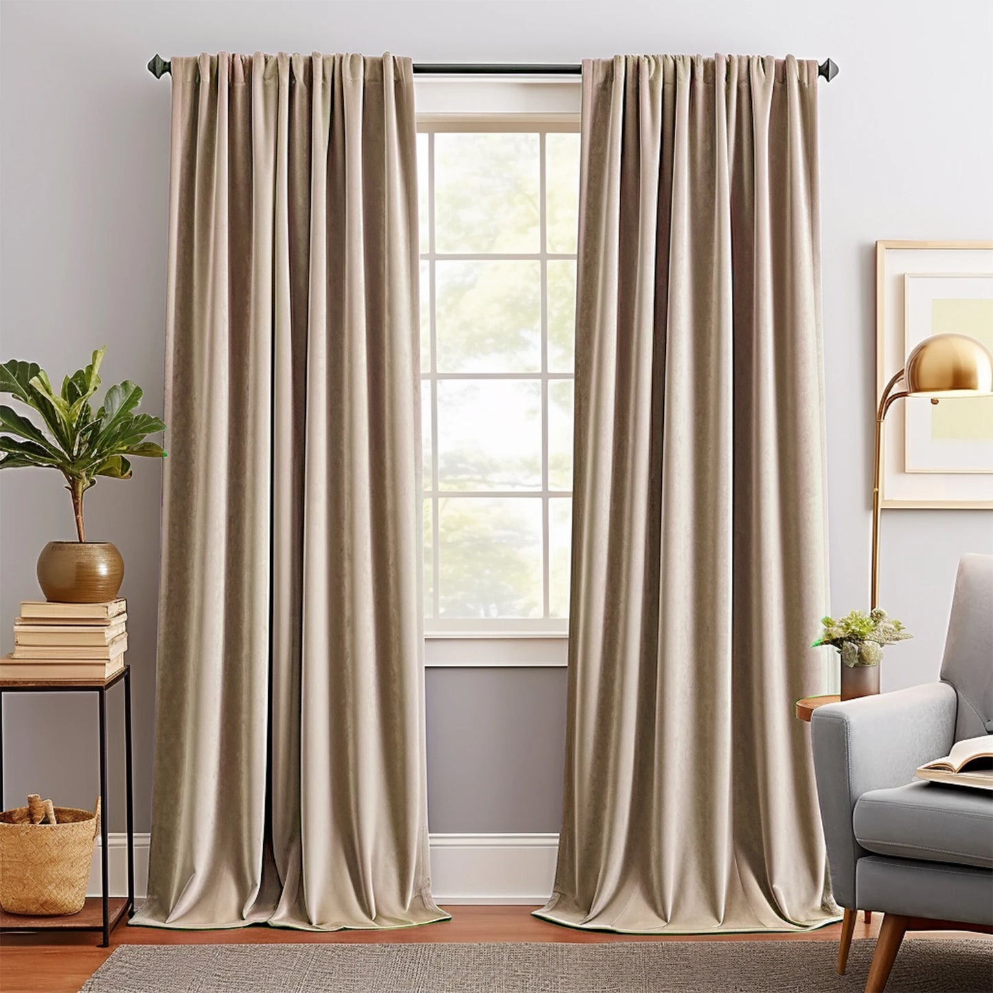 Jinchan Blackout Velvet Curtains Thermal Insulated