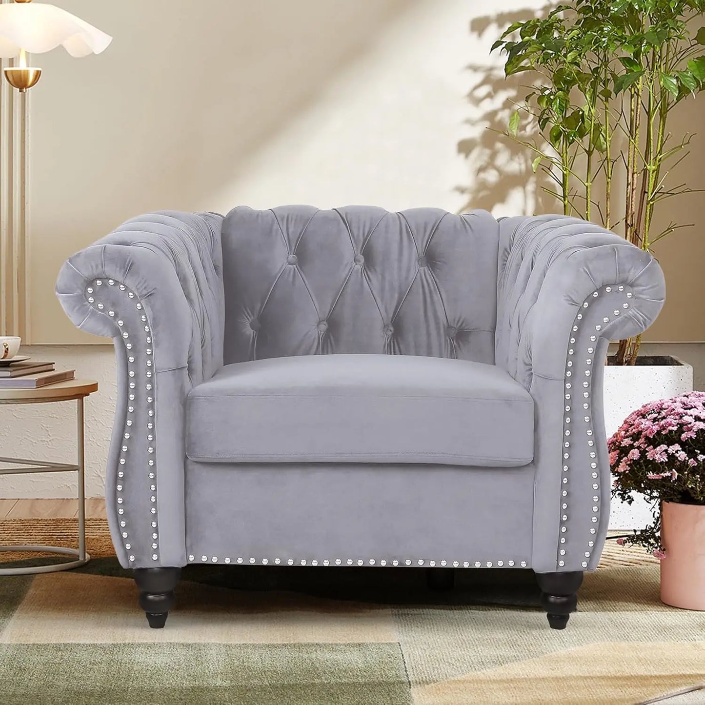 Accent Sofa Chair for Living Room, Modern PU Leather Upholstered Armchair, Oversized Comfy Single Sofa Chair, Customized