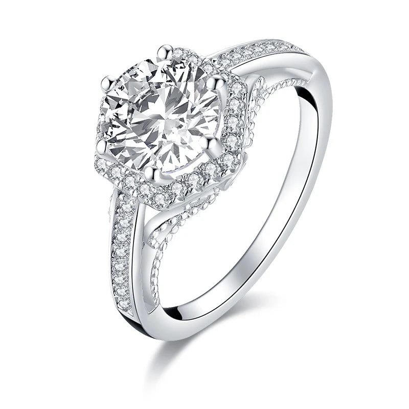 OXTAO Luxury Women Ring Real 925 Sterling Silver Zircon Engagement Ring Wedding Band Jewelry For Bridal Valentine's Day Gift