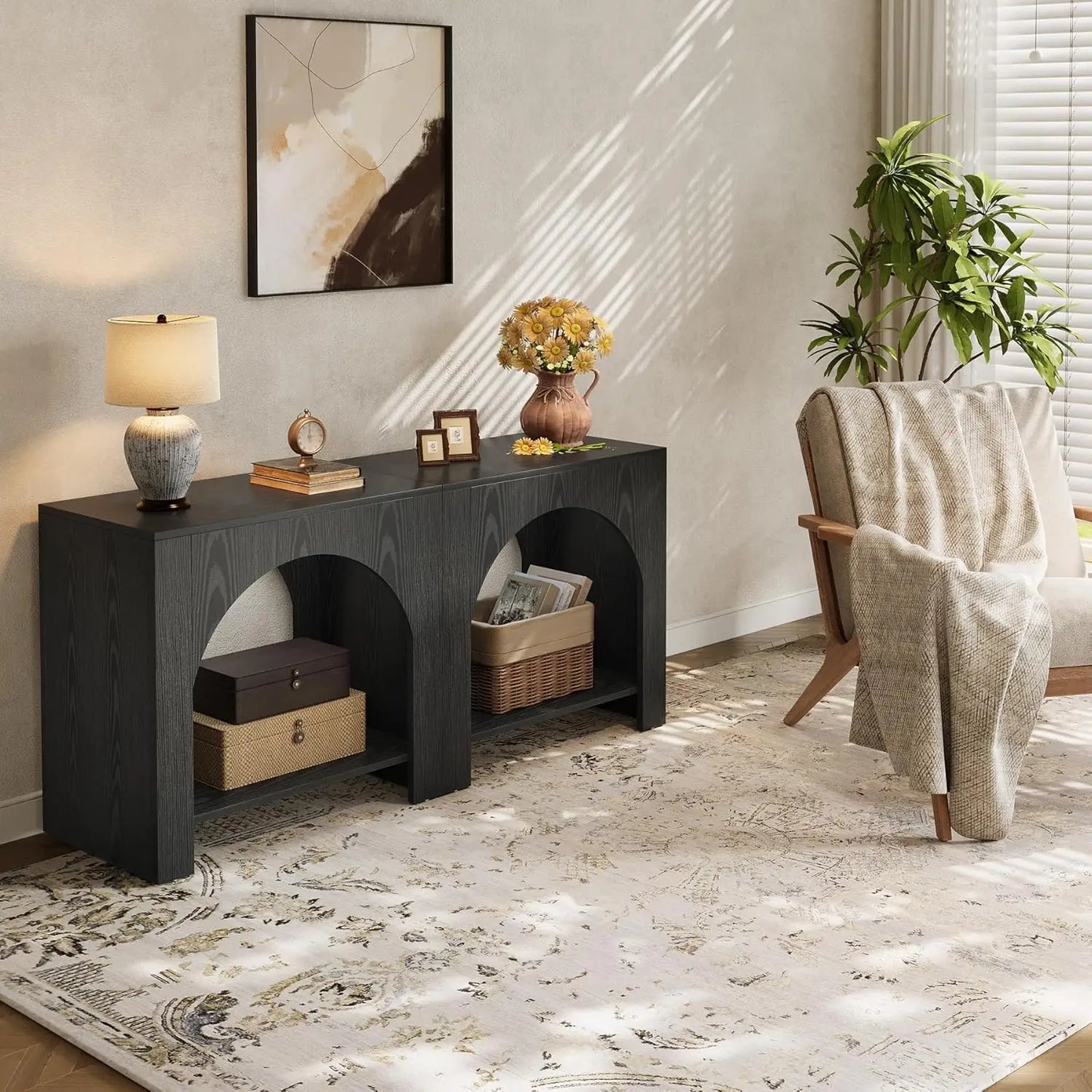 Nightstand with Storage, Large Bedside Table for Bedroom, Farmhouse Night Stand with Wooden Base, Wooden Side End, Customized