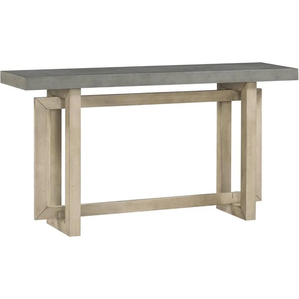Contemporary Console Table with Industrial-Inspired Concrete Wood Top, Minimalist Rectangular Entryway Table for Hallway