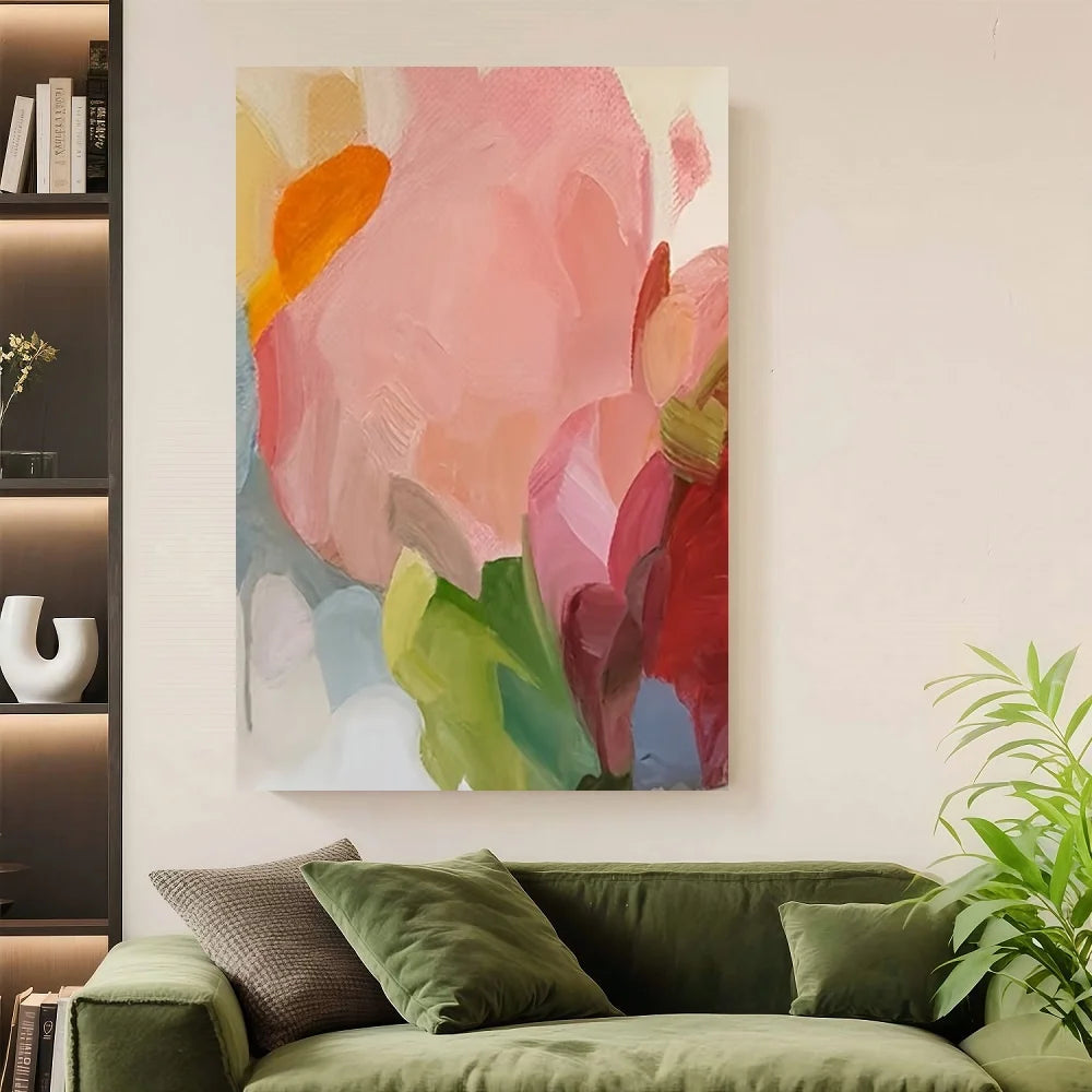 Framed Modern Abstract Flower Canvas Wall Art Print