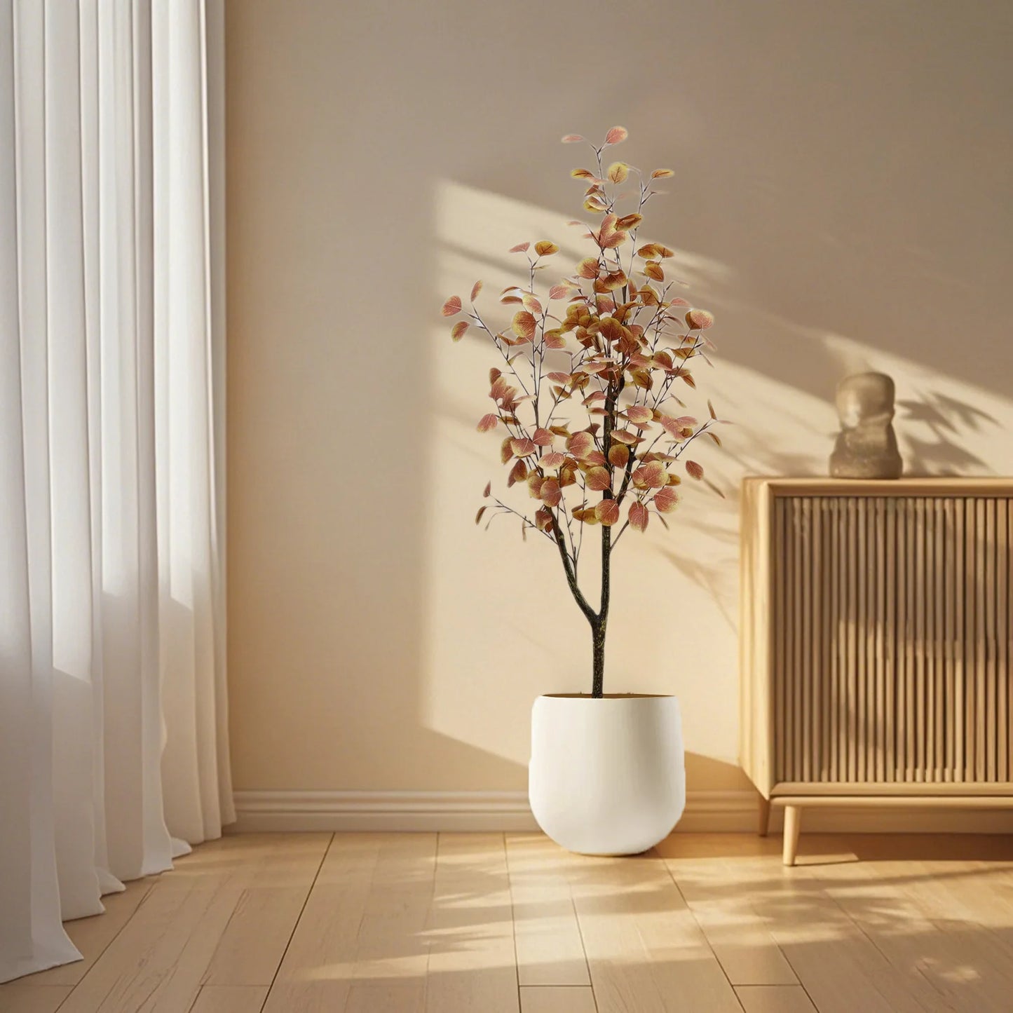 HiMISS Artificial Fall Eucalyptus Tree in Pot for Home Decor