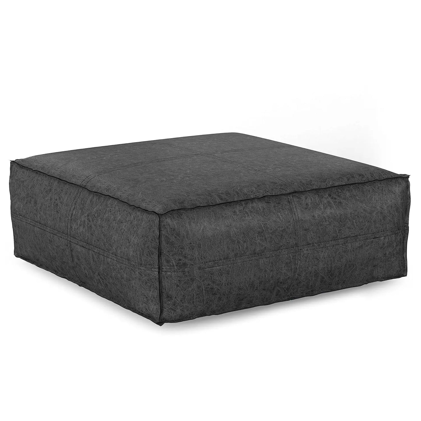 Extra Large Upholstered Vegan Leather Ottoman Pouf 36 inch Wide Square Footstool Coffee Table Living Room Seating, Customized