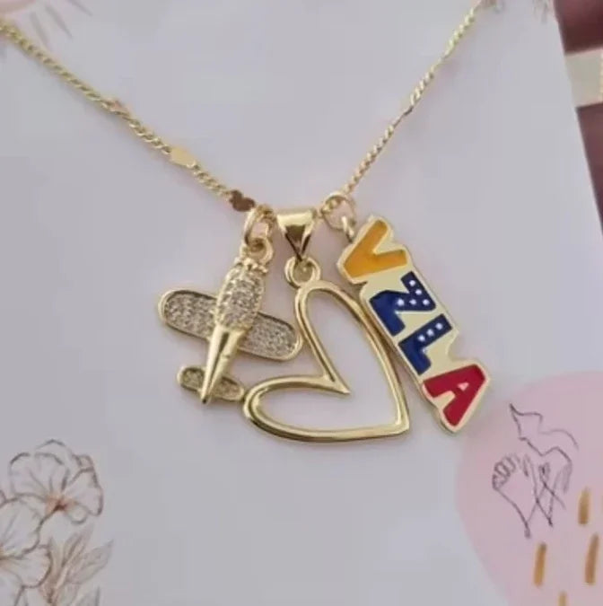 Fashion Venezuela Pendant Necklace Stainless Steel Unisex Heart Ethnic Map Jewelry Gift