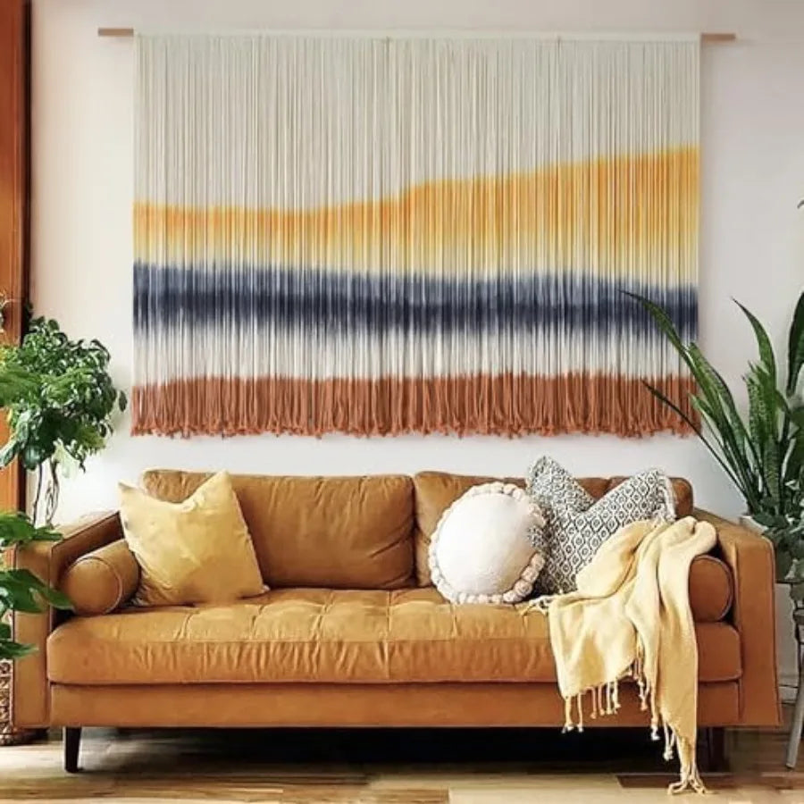 Macrame Wall Hanging Dip Dyed Coastal Tapestry Boho Decor