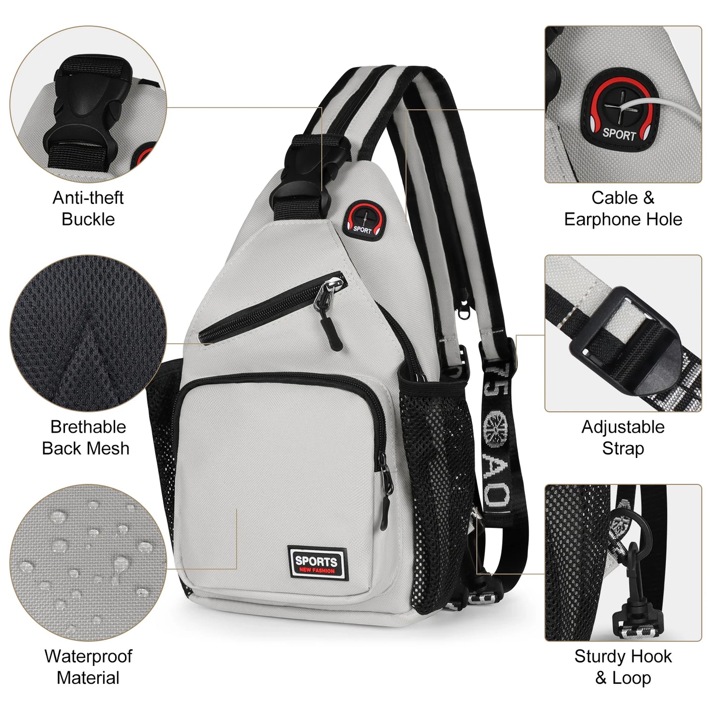 New Designers Chest Bags Crossbody Shoulder Backpack - Headphone Jack & Phone Pocket - For Ladies - Stylish & Practical - Perfec